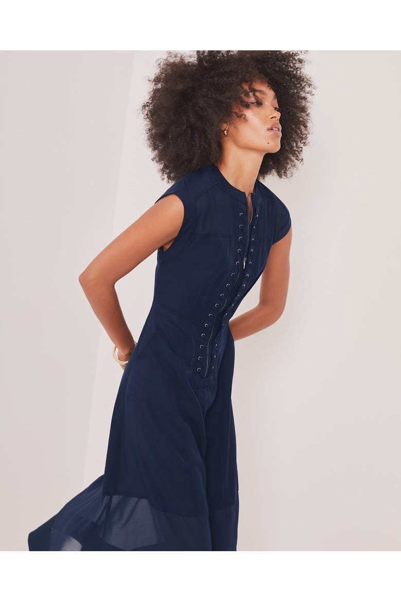 Utility Front Zip Midi Dress, Alternate, color, Blue