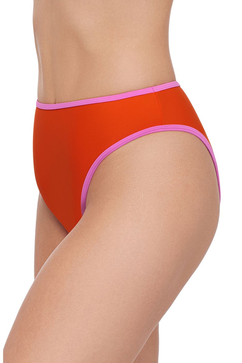 Cheeky High Leg High Waist Bikini Bottom, Alternate, color, Baby Binding Red