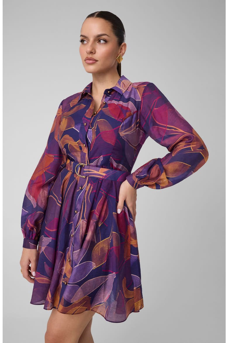 Autumn Print Long Sleeve Shirtdress, Alternate, color, BLUE PRINT MULTI WILDFLOWER