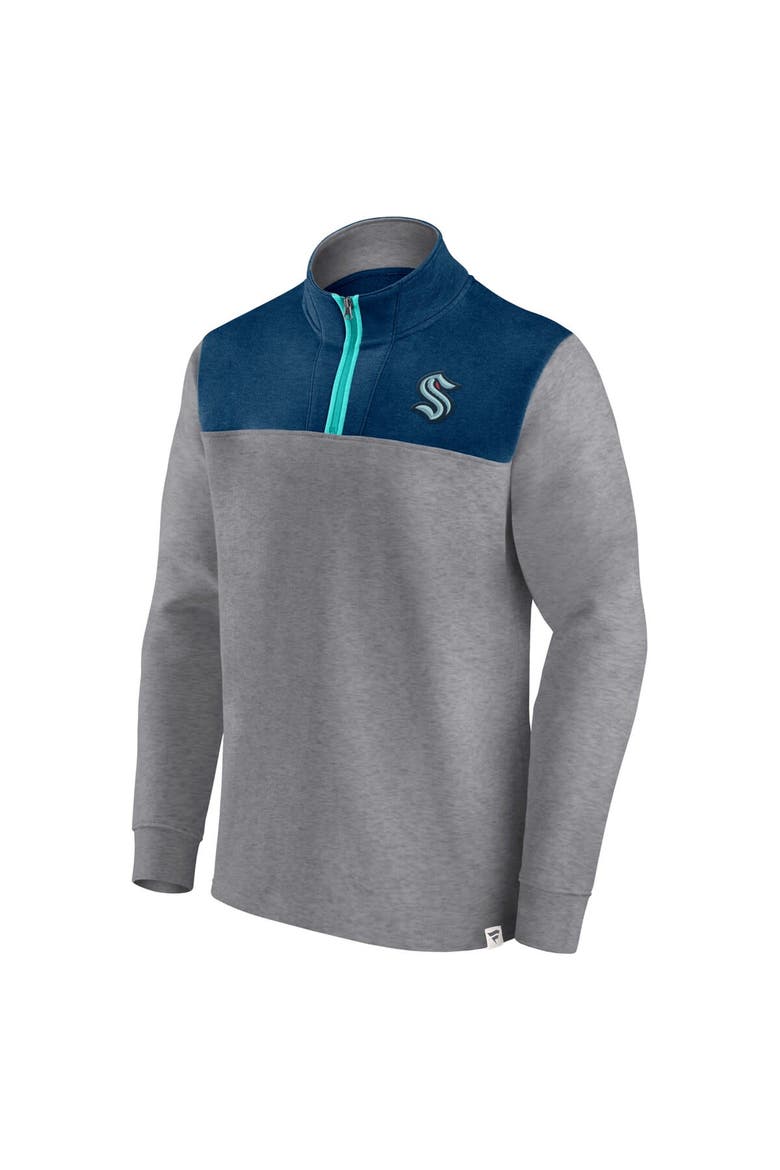 Men's Fanatics Branded Heather Gray Seattle Kraken Launch It Quarter-Zip Jacket, Alternate, color, Heather Gray