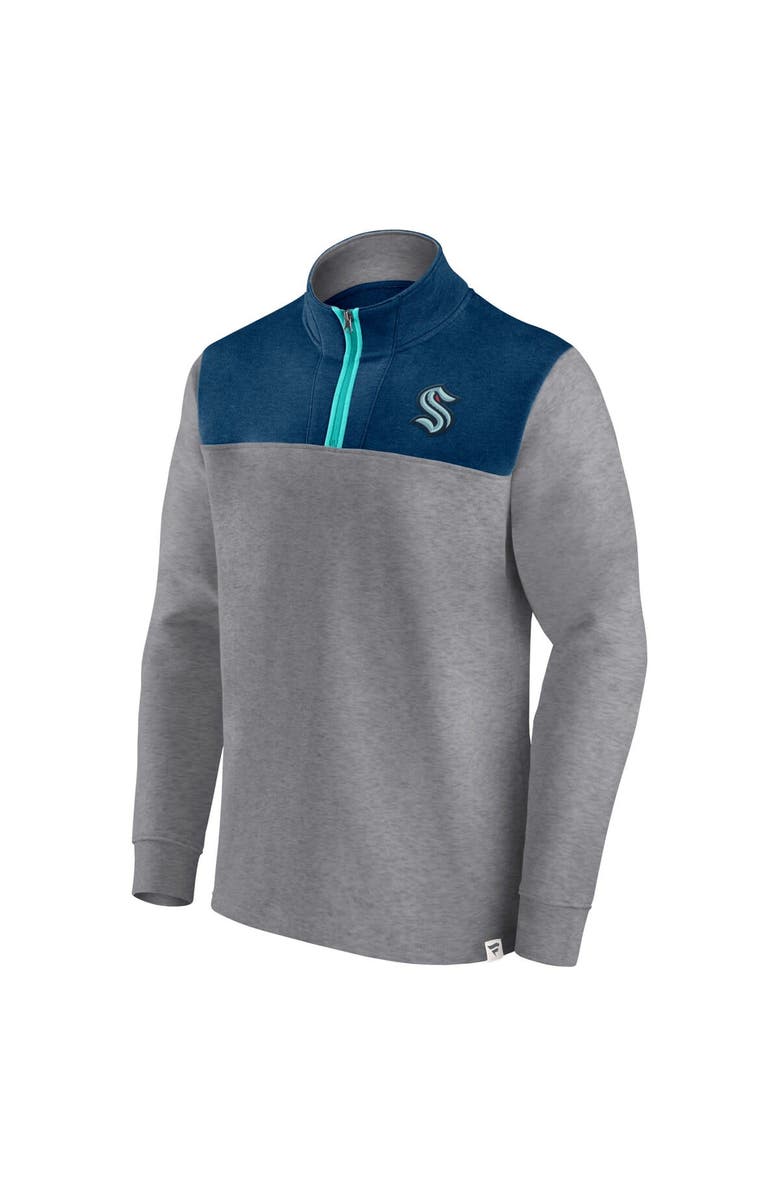 FANATICS Men's Fanatics Branded Heather Gray Seattle Kraken Launch It Quarter-Zip Jacket, Alternate, color, Heather Gray