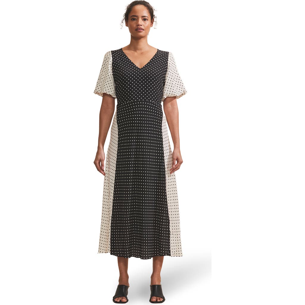 Ro&zo Mono Contrast Spot Midi Dress In Mono