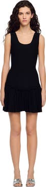 SANDRO Short knit dress with ruffle