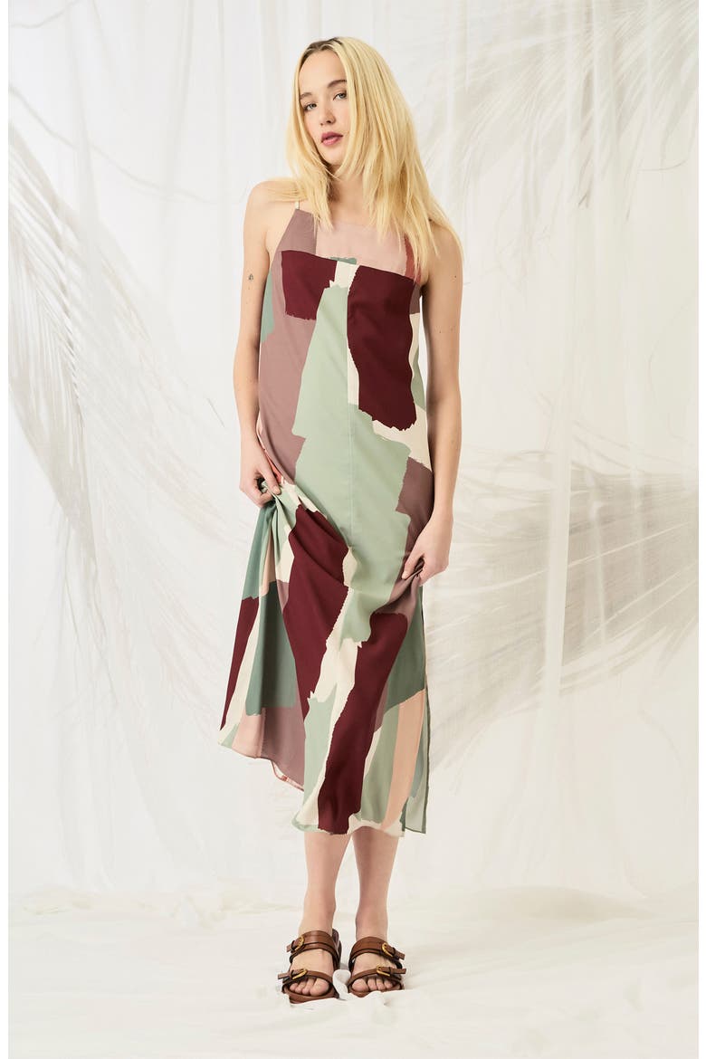 Abstract Print Shift Dress, Alternate, color, WHITE SMOKE/ ANTIQUE ROSE