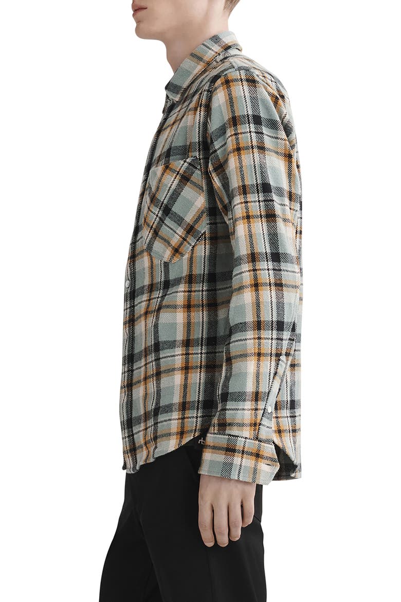 Plaid Cotton Flannel Button-Up Shirt, Alternate, color, GREEN PLAID