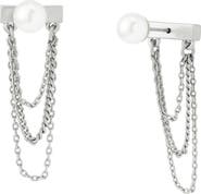 AllSaints Faux Pearl Swag Chain Front/Back Earrings