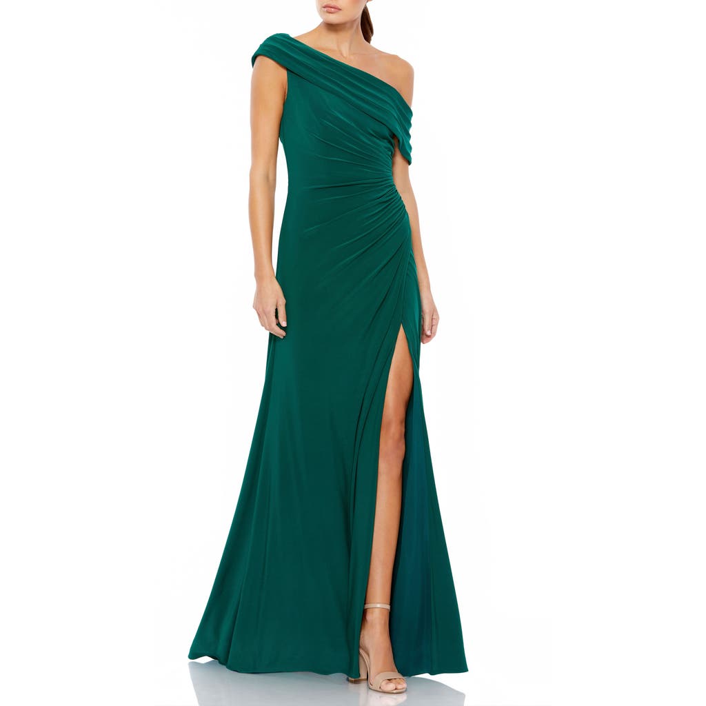 Mac Duggal 26517 Prom Long One Shoulder Formal Gown In Emerald
