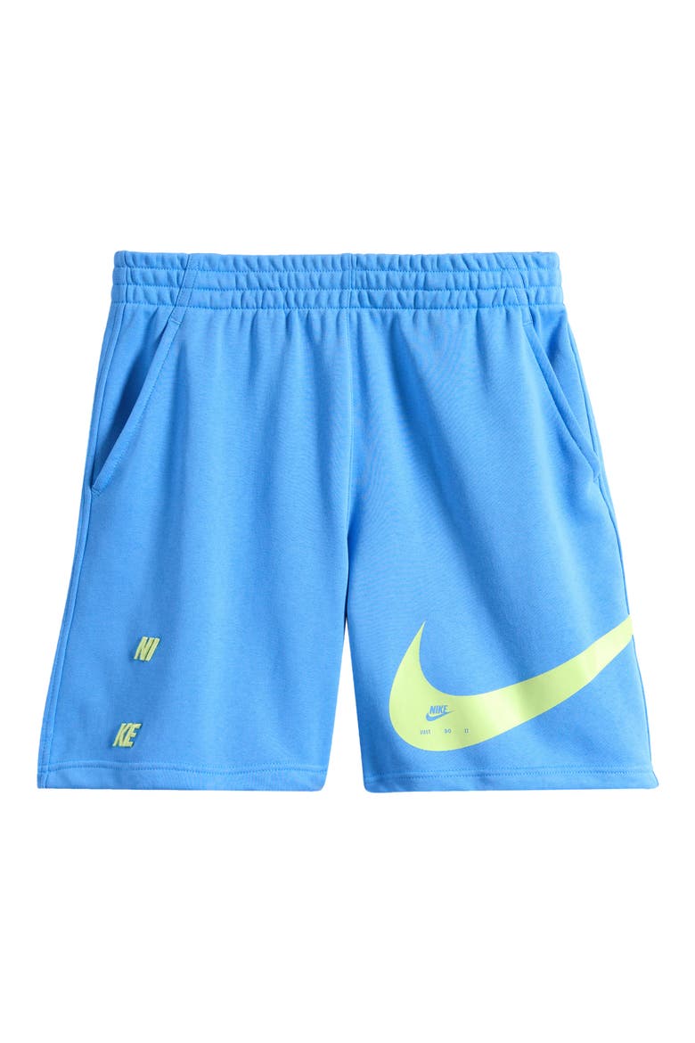 Kids' Logo Detail French Terry Shorts, Main, color, UNIVERSITY BLUE/ LIQUID LIME