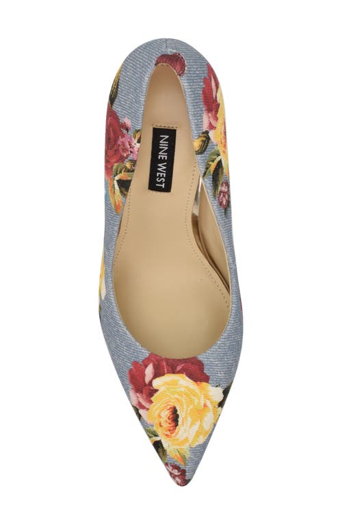 Nine West Fresh Pointed Toe Pump In Medium Blue Floral