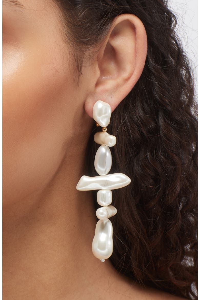 Grand Estate Linear Drop Earrings, Alternate, color, PEARL