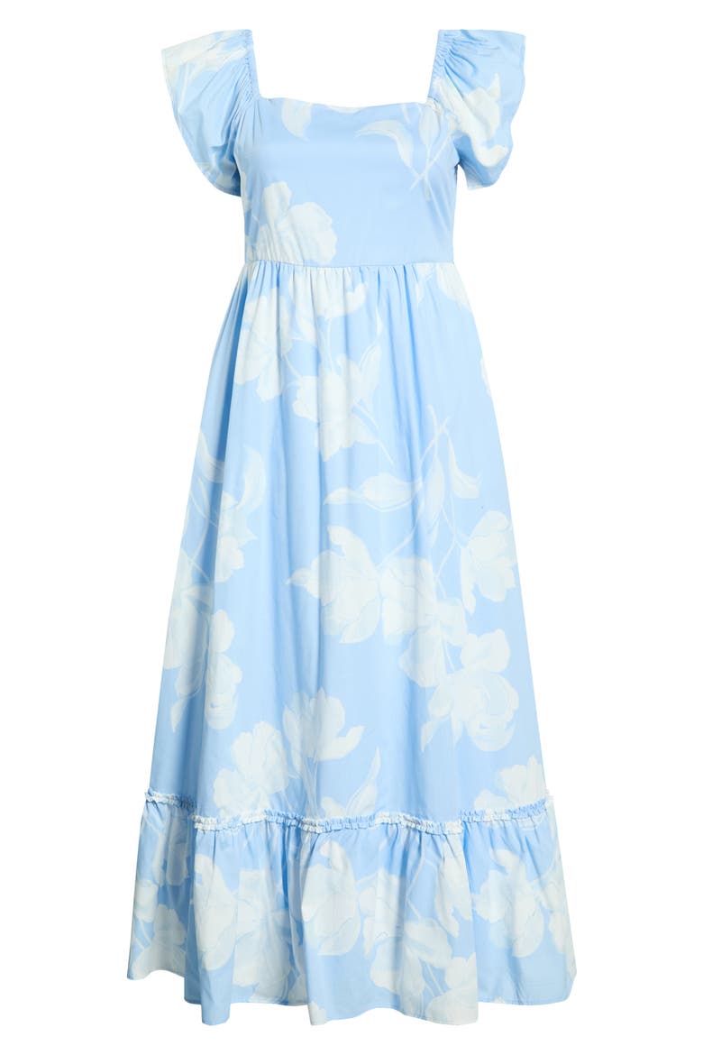 Afina Smocked Floral Maxi Dress, Alternate, color, BABY BLUE/ MULTI