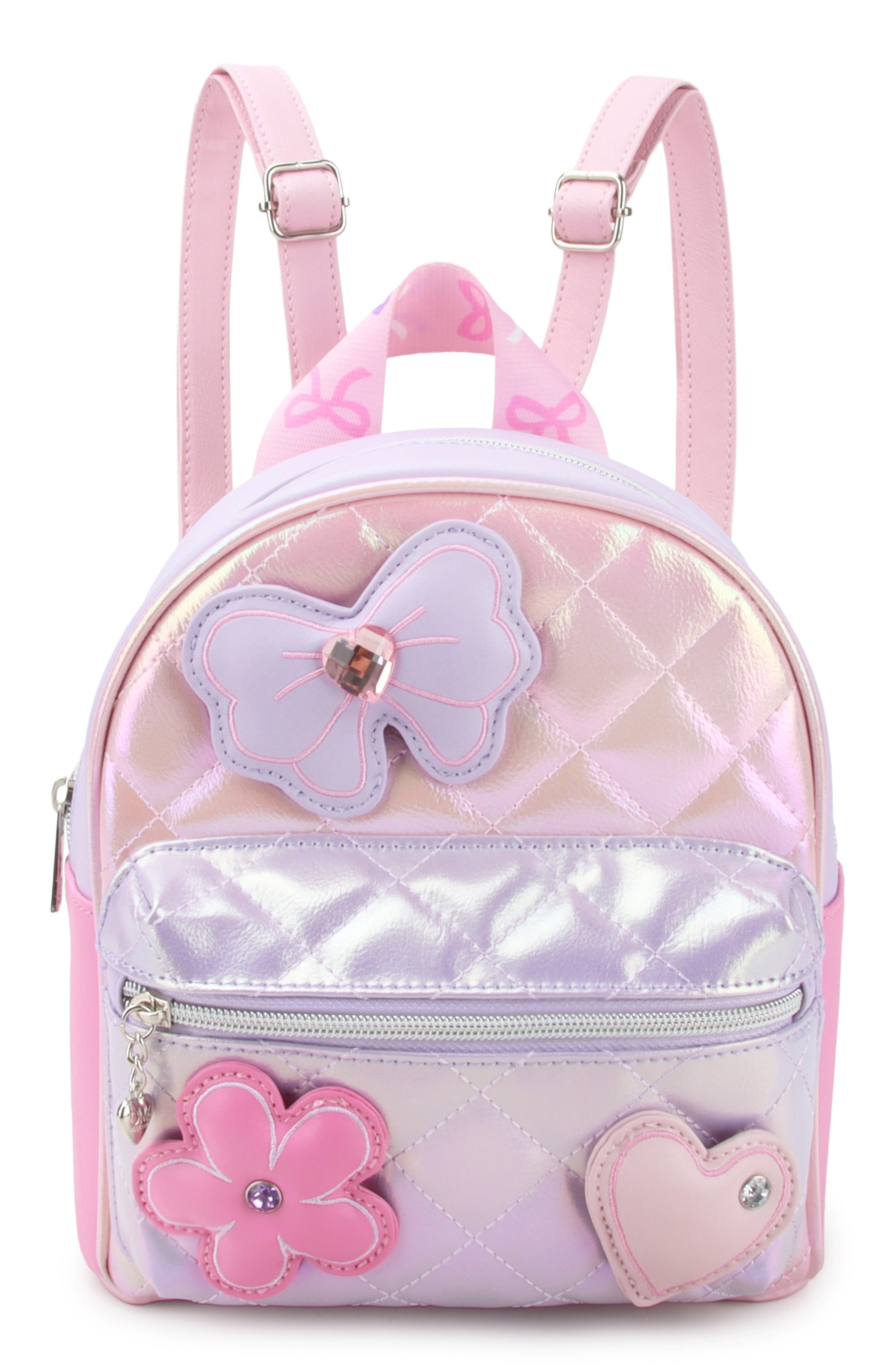 Bow Appliqué Quilted Mini Backpack