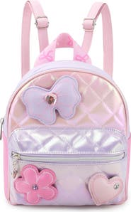 OMG Accessories Bow Appliqué Quilted Mini Backpack