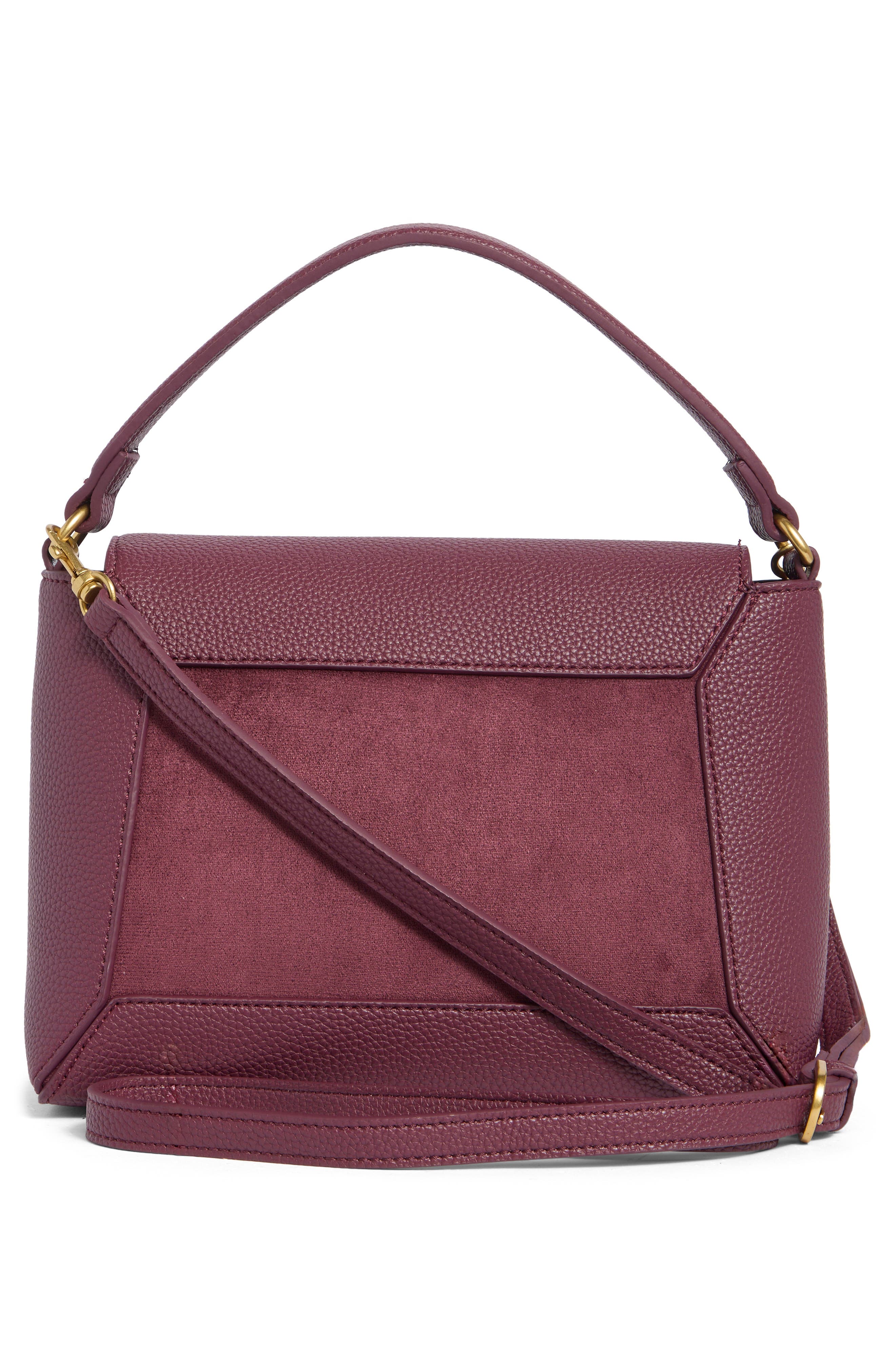 Carley Faux Leather Flap Satchel, Alternate, color, SANGRIA