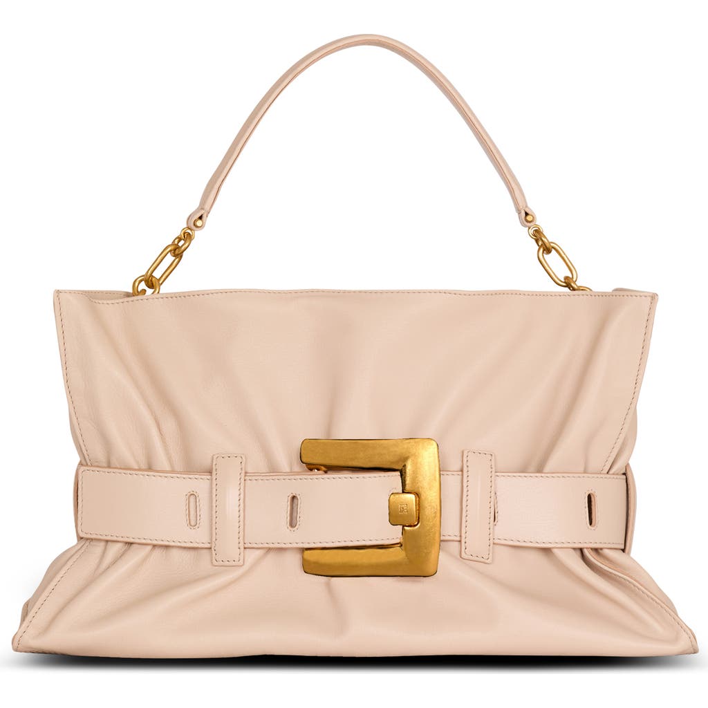 Shop Balmain Medium Anthem Leather Tote In Beige