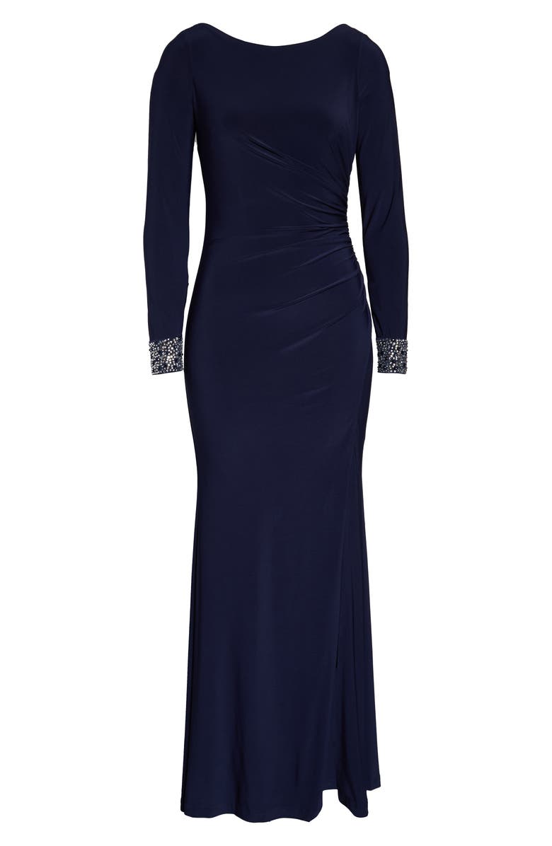 Vince Camuto Beaded Long Sleeve Gown, Alternate, color, 