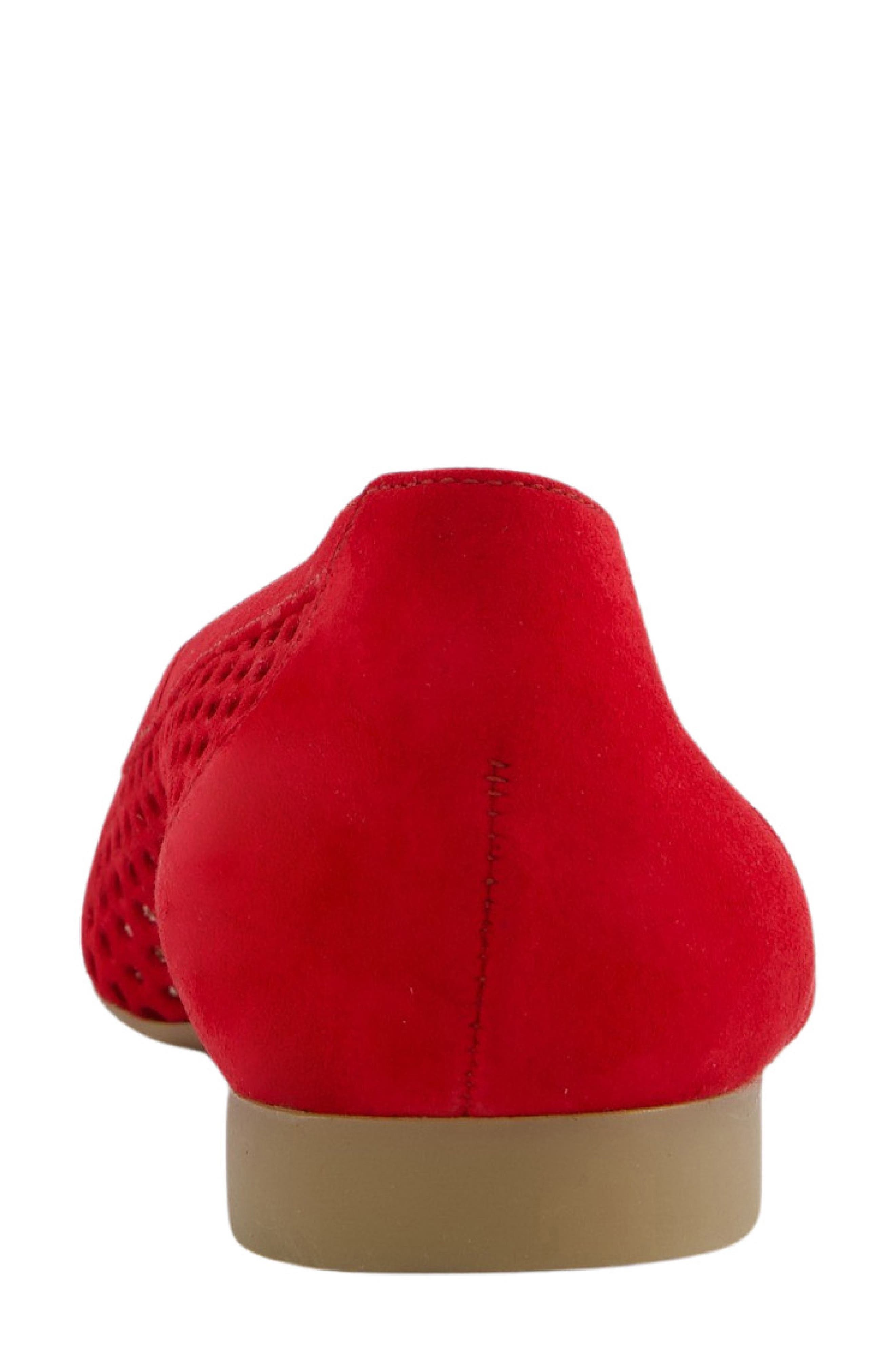 Deanna Pointed Cap Toe Flat, Alternate, color, CHILI SUEDE