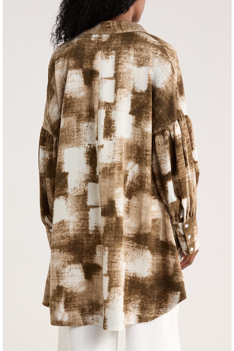 Oversize High-Low Button-Up Shirt, Alternate, color, TAUPE