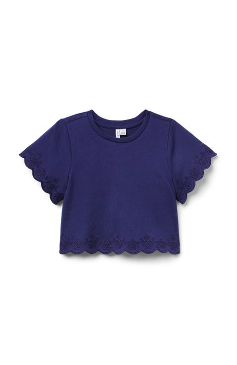Embroidered Eyelet Trim Top (Infant)