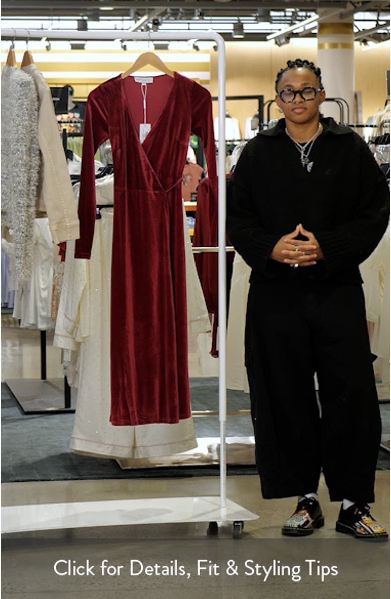 Darby Long Sleeve Velvet Midi Wrap Dress, sales video thumbnail