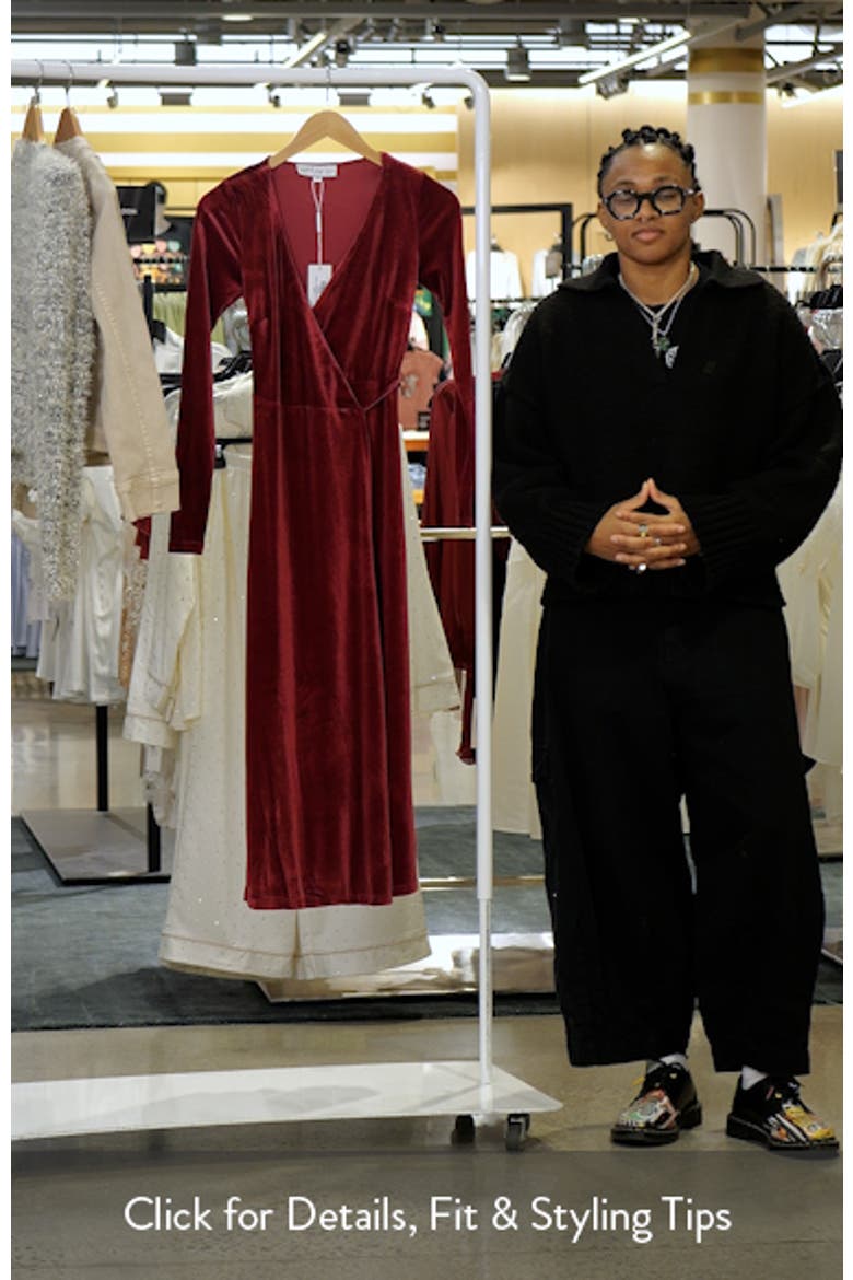 Darby Long Sleeve Velvet Midi Wrap Dress video