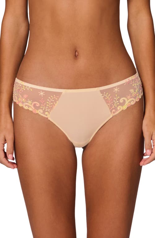Simone Perele Delice Embroidered Thong In Pampa