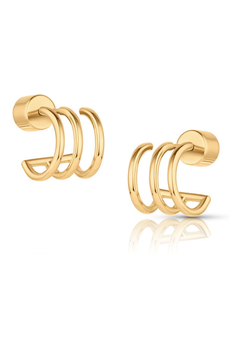 Quinn Triple Hoop Earrings, Main, color, 14K GOLD PLATED