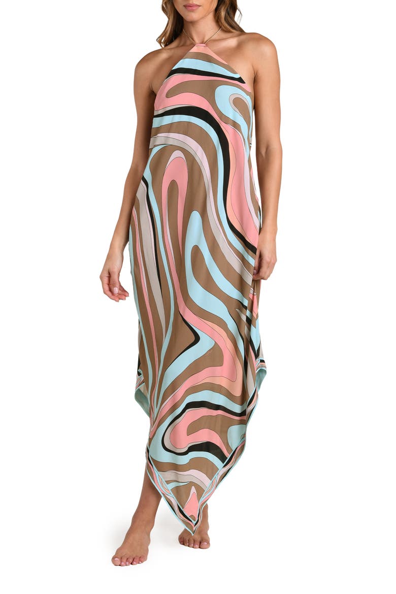 Abstract Swirl Elise Cover-Up Dress, Main, color, BROWN MULTI