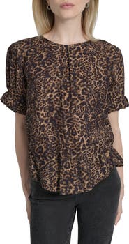DKNY Abstract Zebra Print Voile Top