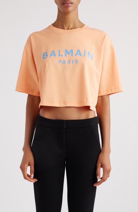 Logo Crop Cotton Graphic T-Shirt