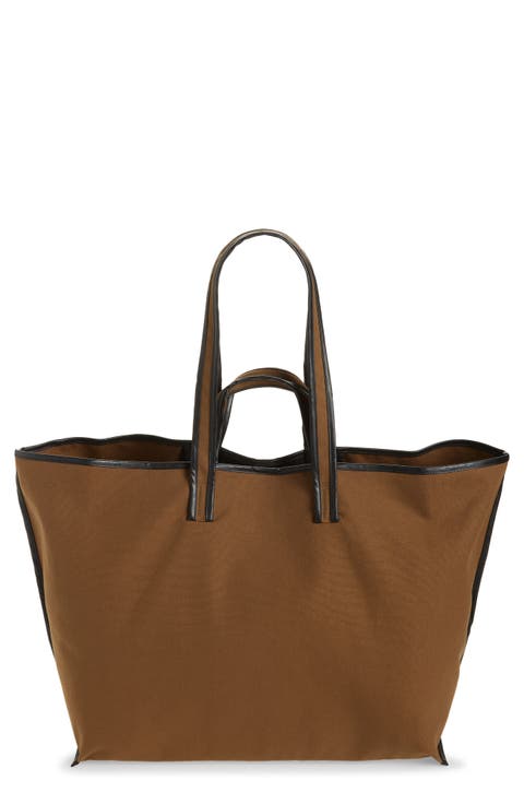 Contrast Trim Canvas Tote