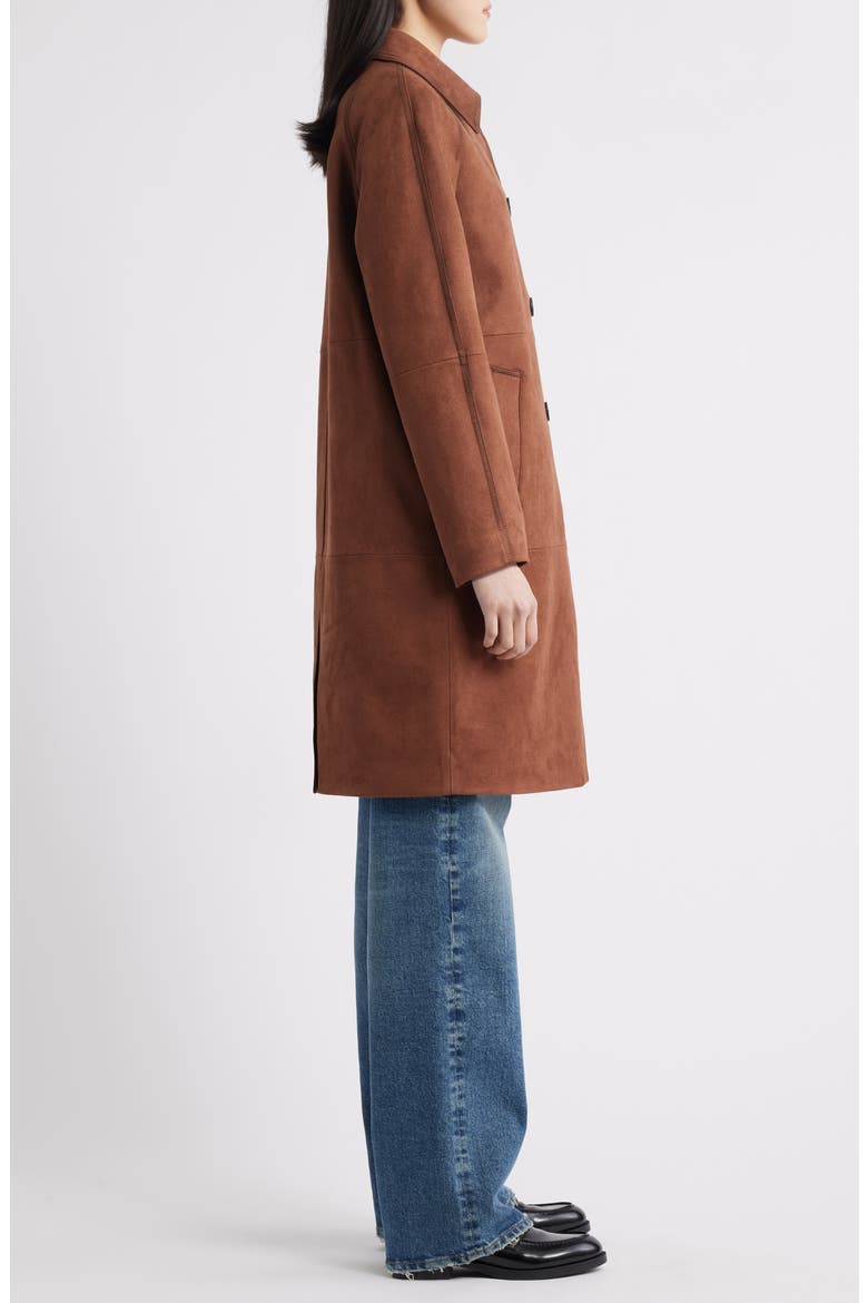 Paneled Faux Suede Coat, Alternate, color, BROWN SUEDE