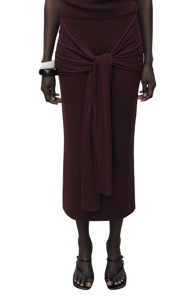 MANGO Front Tie Midi Skirt, Main, color,