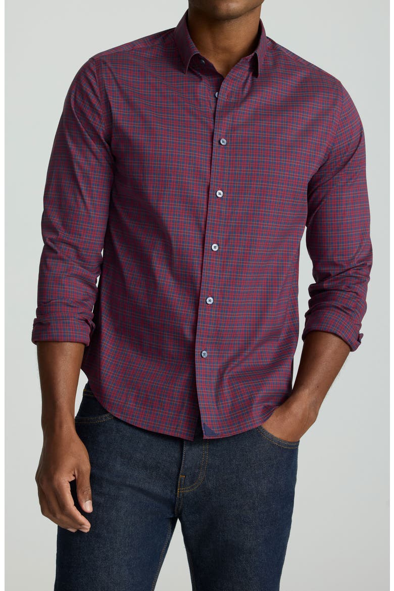 Plaid Button-Up Shirt, Main, color, RED