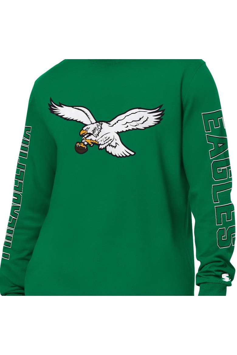 Men's Starter Kelly Green Philadelphia Eagles Clutch Hit II Vintage Logo Long-Sleeve T-Shirt, Alternate, color, Kelly Green