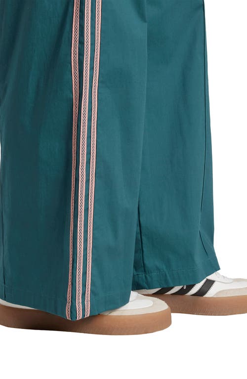Adidas Originals 3 Stripes Wide Leg Pants In Blue