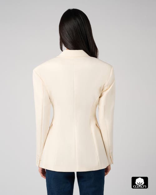 Weworewhat Double Breasted Cinched Waist Blazer In Neutral