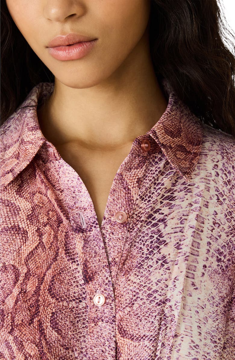 Steve Madden Tori Snakeskin Print Shirtdress, Alternate, color, Pink Snake