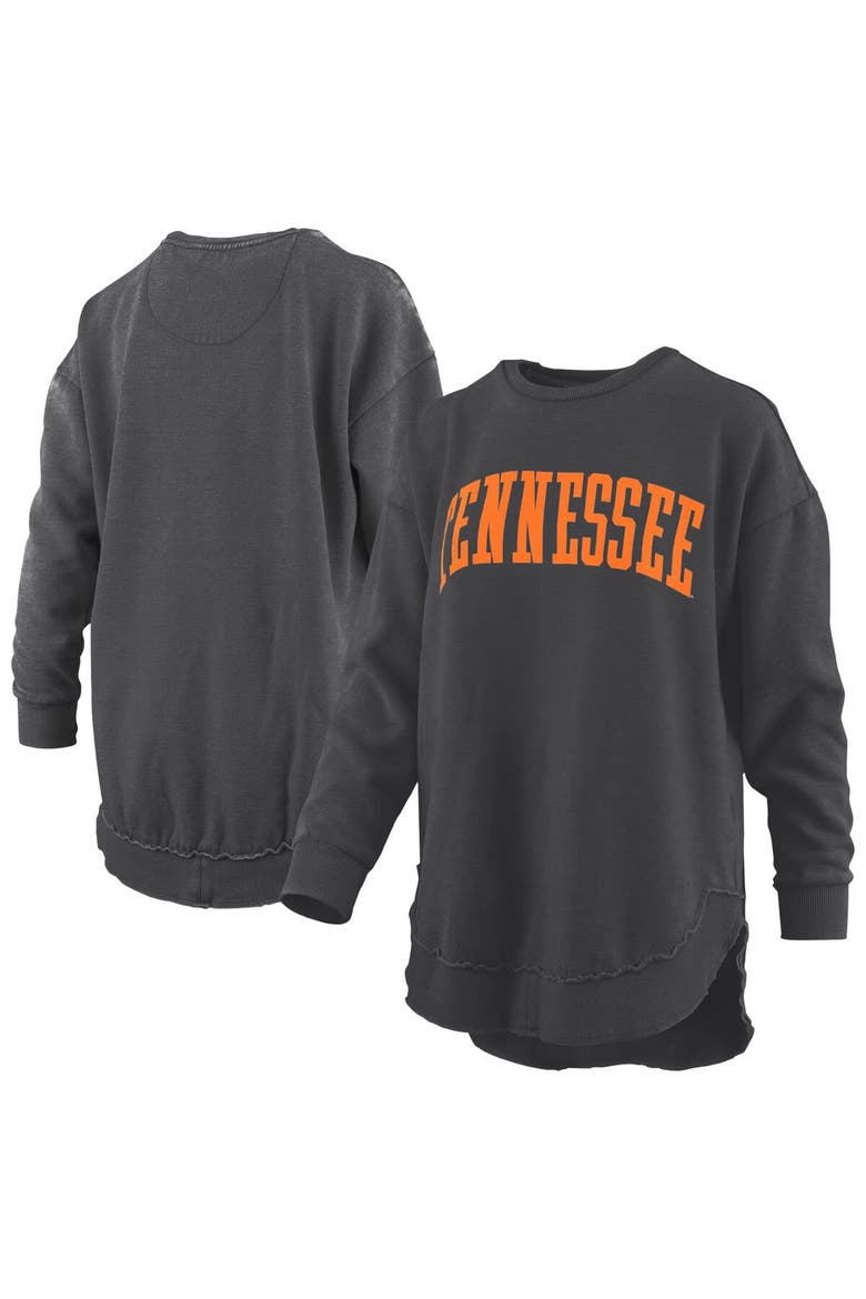 Women's Pressbox  Black Tennessee Volunteers Melange Poncho Vintage Fleece Long Sleeve Pullover Sweatshirt, Alternate, color, Black