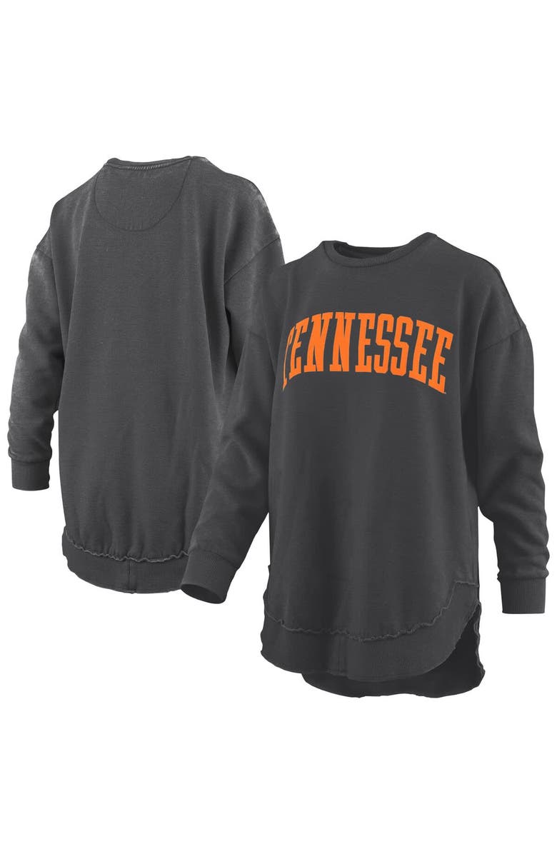PRESSBOX Women's Pressbox Black Tennessee Volunteers Melange Poncho Vintage Fleece Long Sleeve Pullover Sweatshirt, Alternate, color, Black
