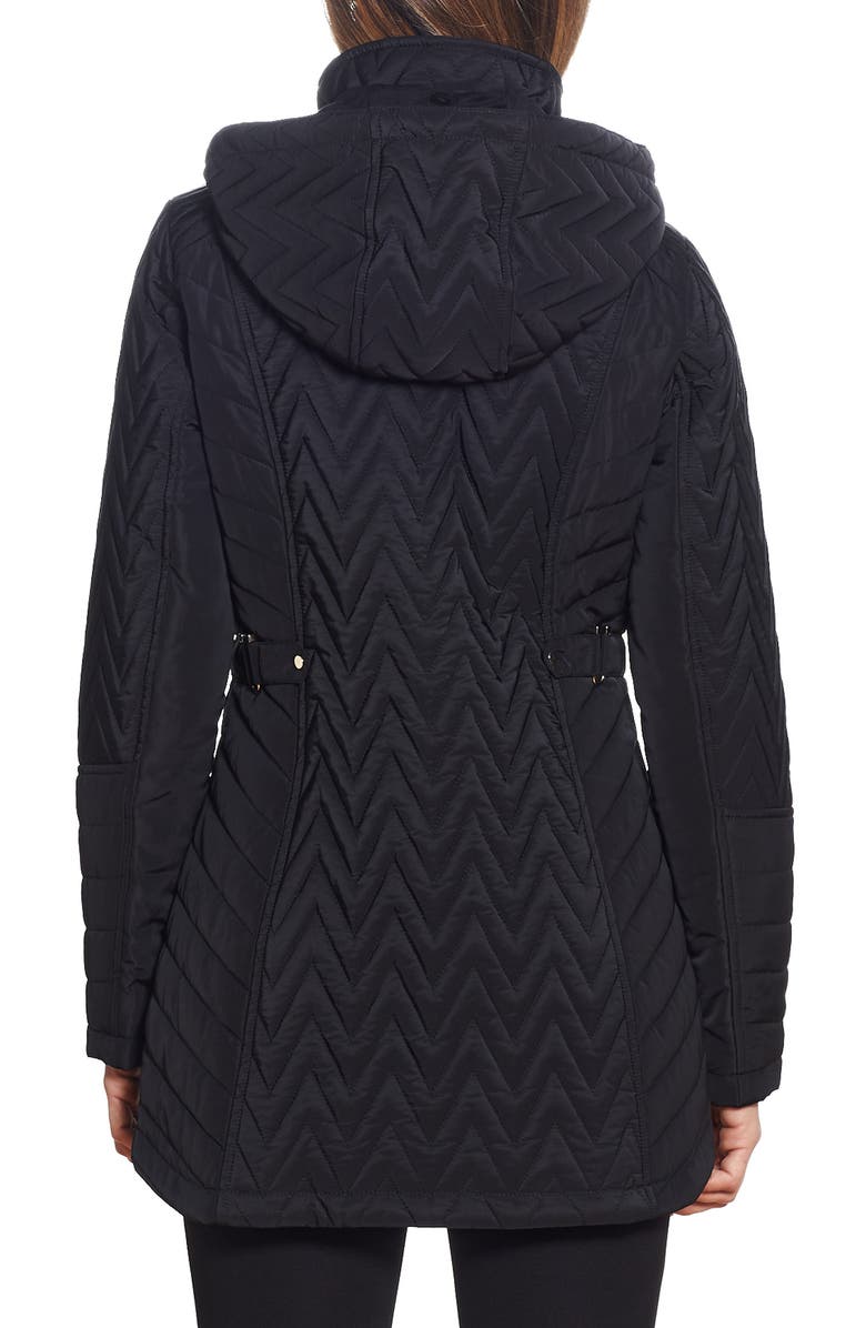 Gallery Hooded Quilted Jacket, Alternate, color, Black
