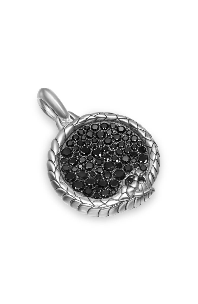 David Yurman Ouroboros Amulet with Black Diamonds, Alternate, color, Sterling Silver