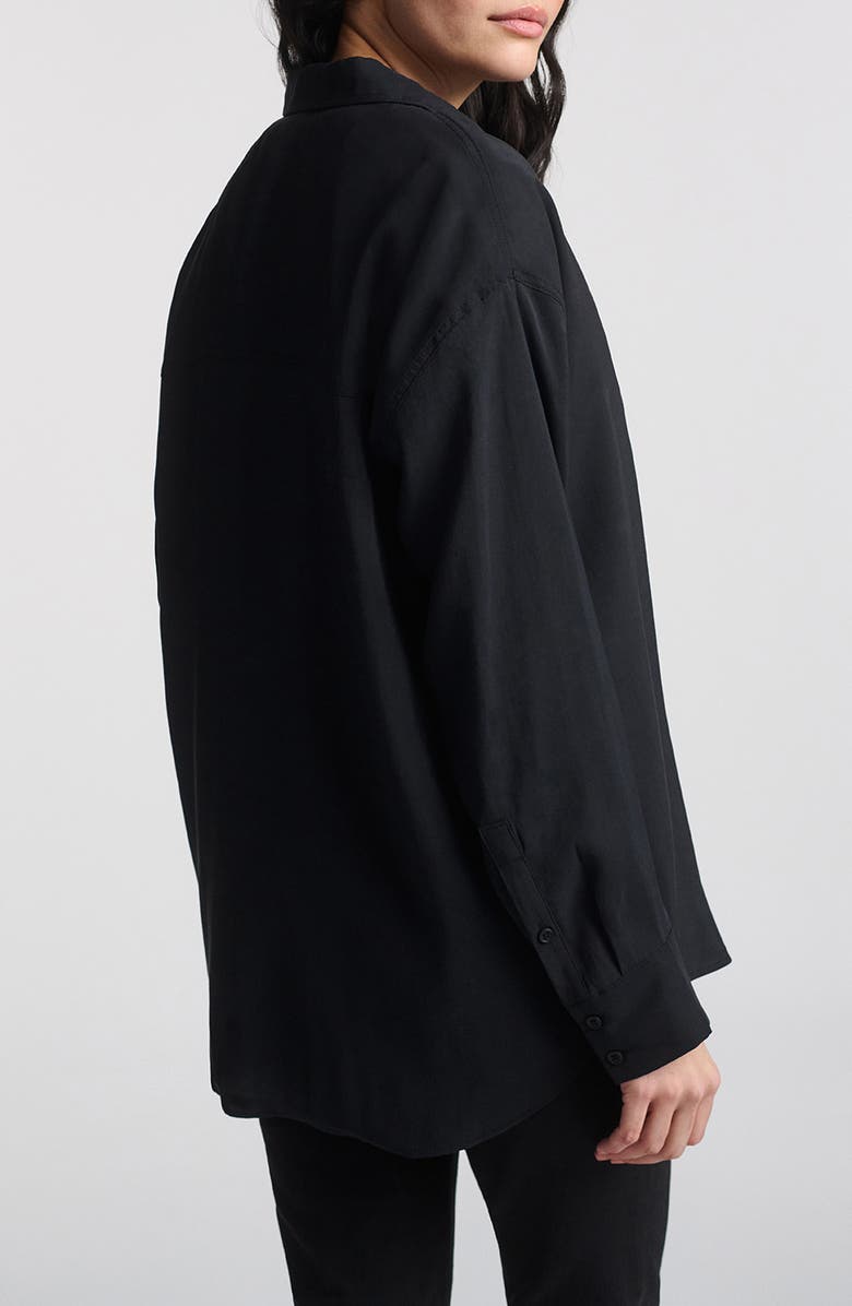 Mavi Jeans Oversize Satin Button-Up Shirt, Alternate, color, Black