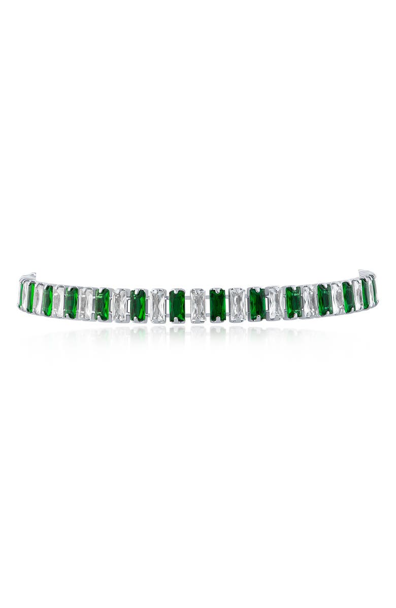 JARDIN Crystal Baguette Tennis Bracelet, Main, color, Green/ Silver