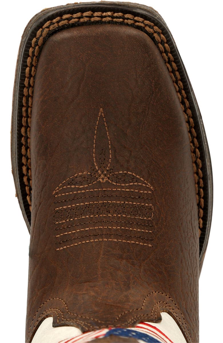 DURANGO Lil' Big Kids Distressed Flag Western Boot, Alternate, color, Bay Brown And White