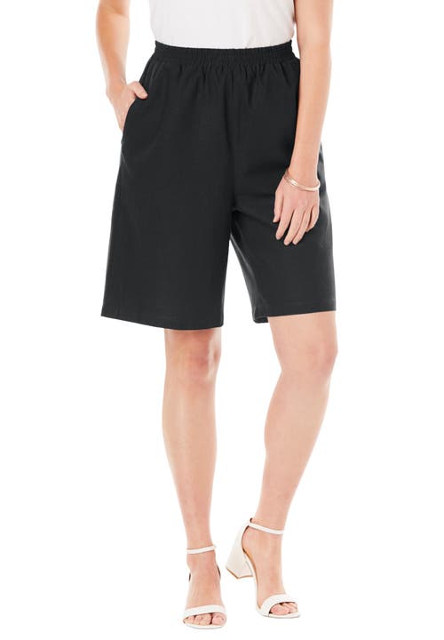 Jessica London Linen Short In Black