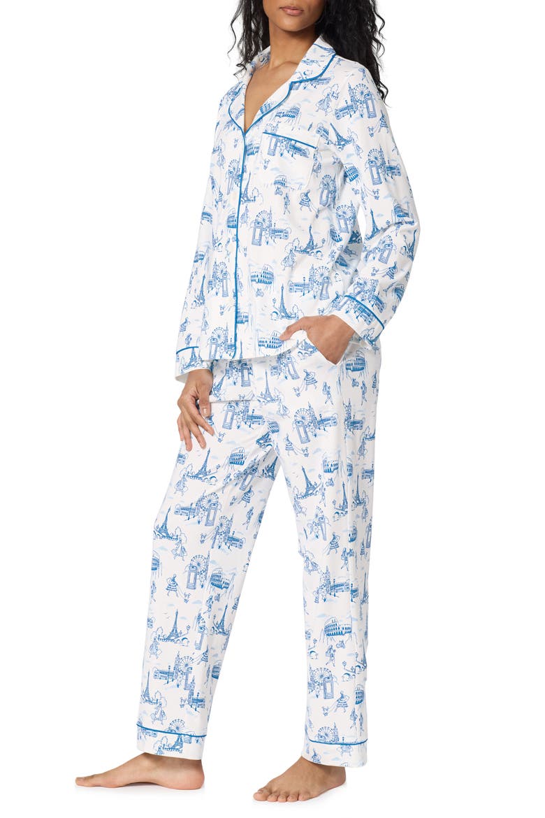 Print Stretch Organic Cotton Pajamas, Alternate, color, JET SETTER