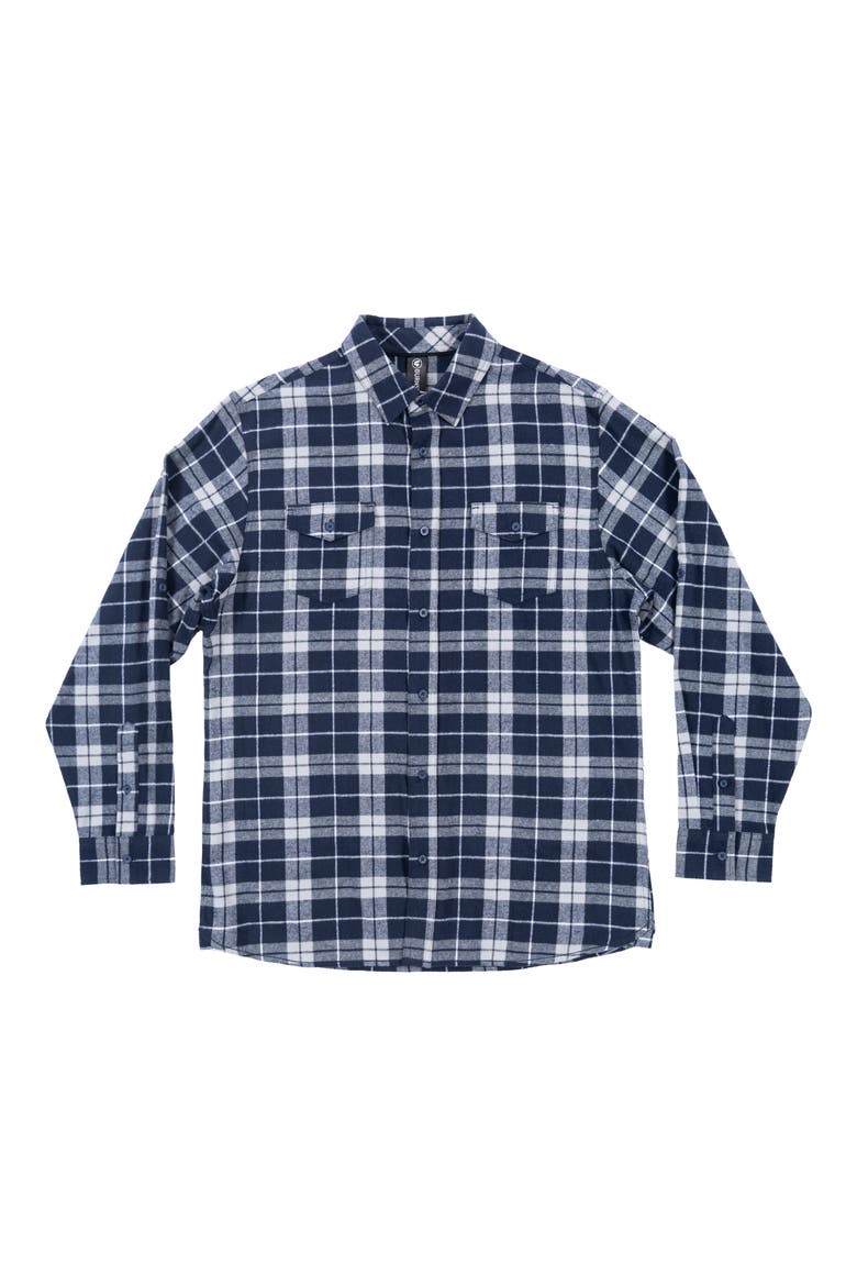 Plaid Flannel Shirt, Main, color, NAVY/ GREY