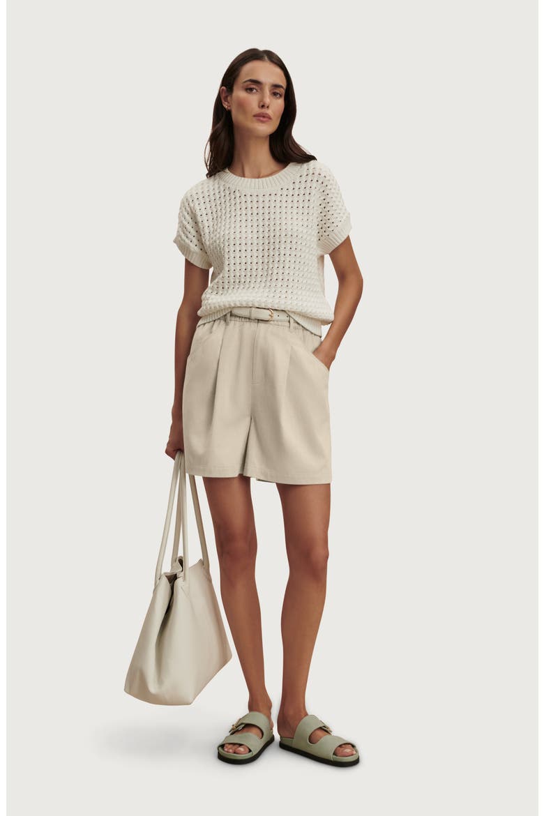 Denny Pointelle Knit Top, Alternate, color, SNOW WHITE