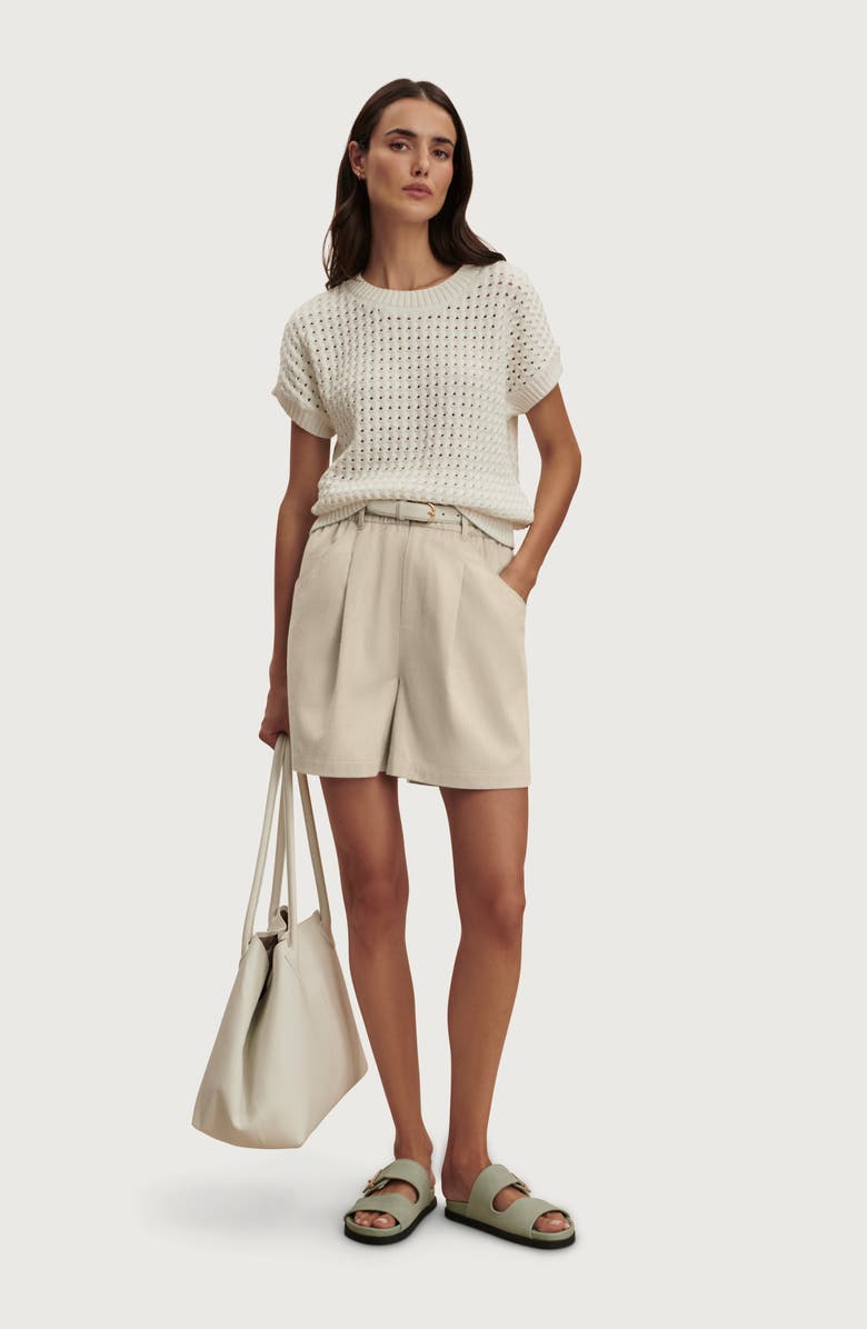 Varley Denny Pointelle Knit Top, Alternate, color, Snow White
